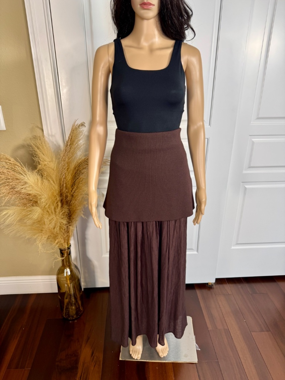 LINE & DOT ESPRESSO RHONE MIX-MEDIA MAXI SKIRT SIZE MEDIUM - NEW WITH TAG - Picture 4 of 17
